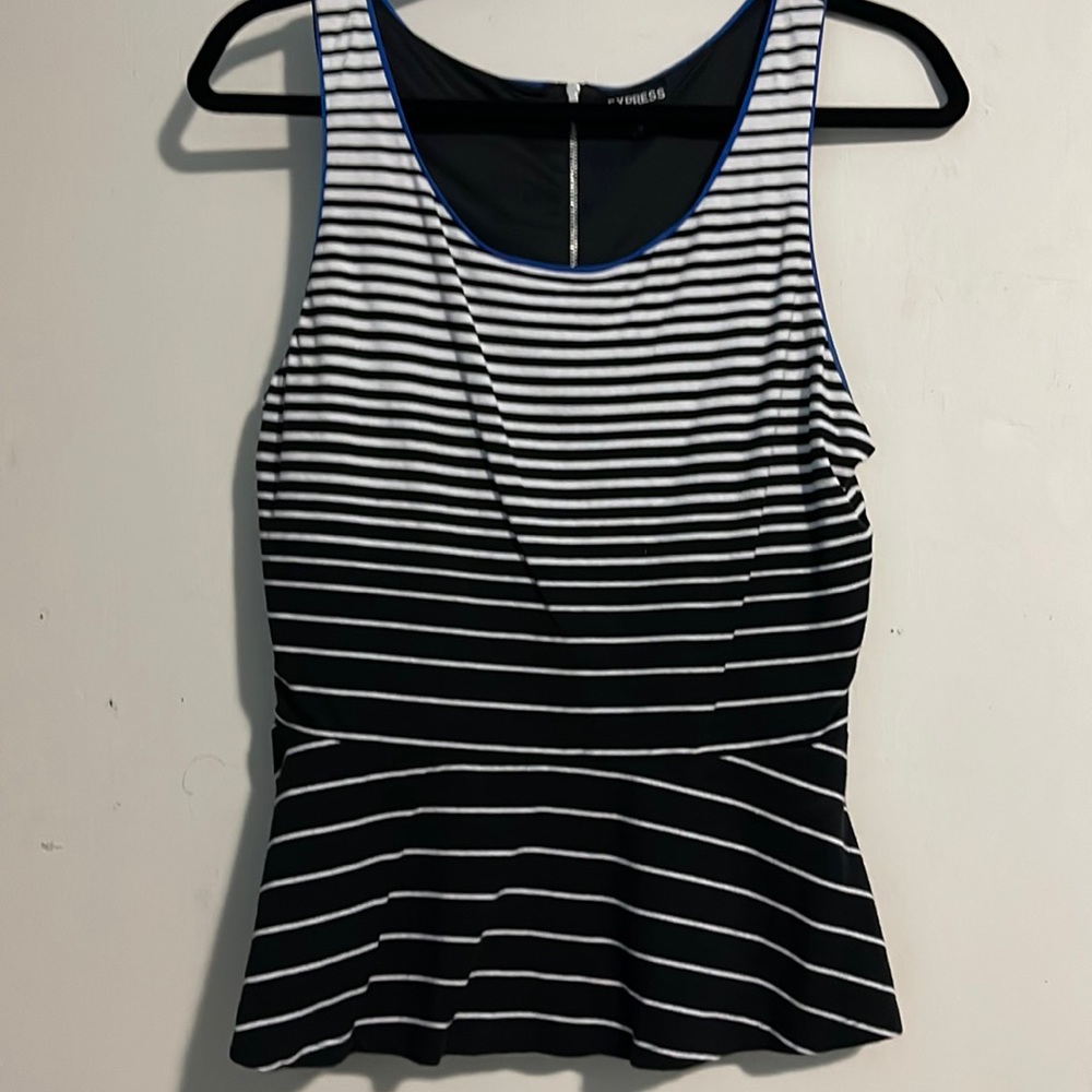 Express striped sleeveless peplum blouse